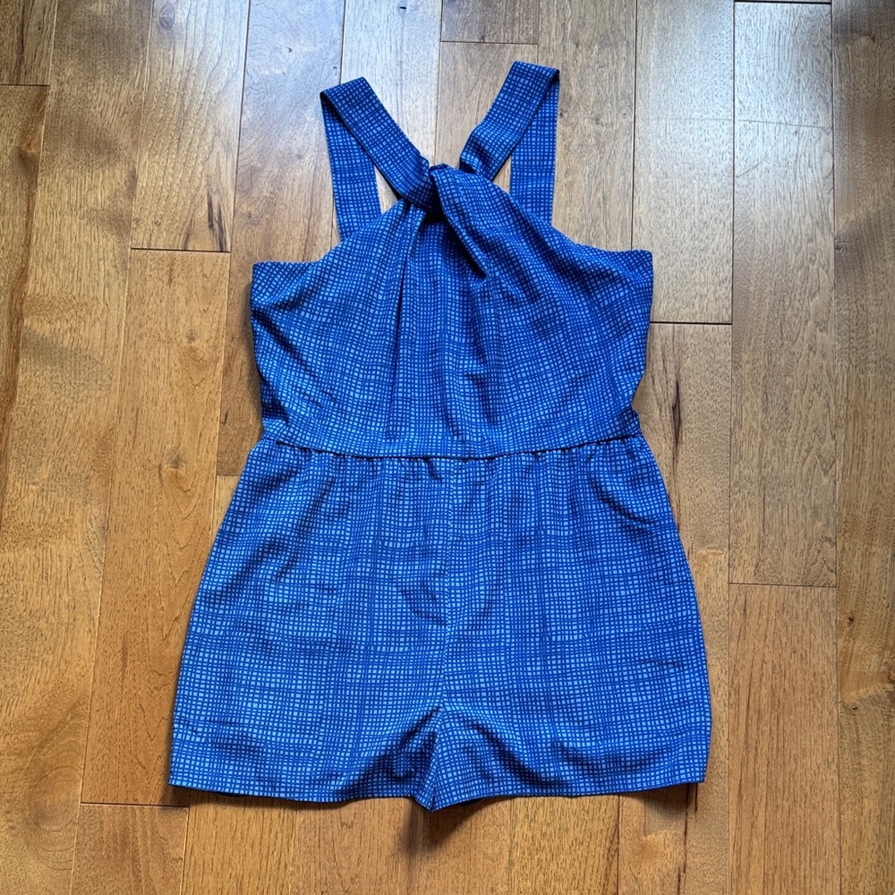 Women’s Blue Checkered Romper